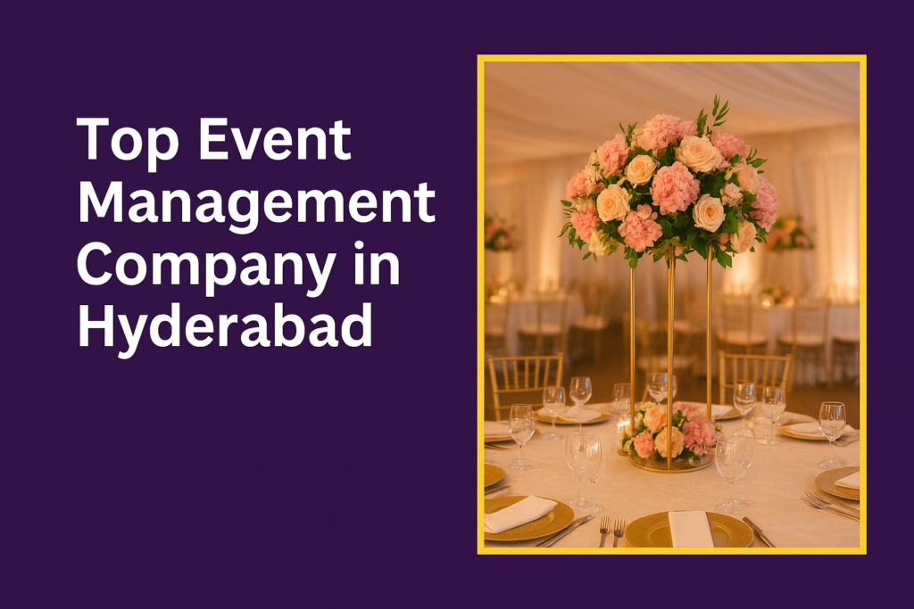 Top event management company in Hyderabad showcasing elegant floral event décor with premium table setup by Vruddhi Events.
