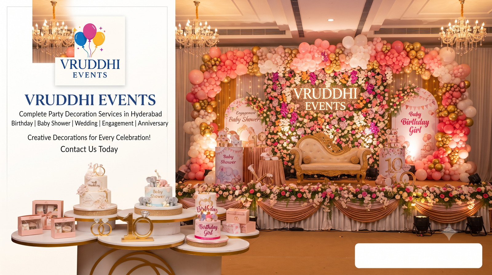 Complete Party Decoration Services in Hyderabad by Vruddhi Events